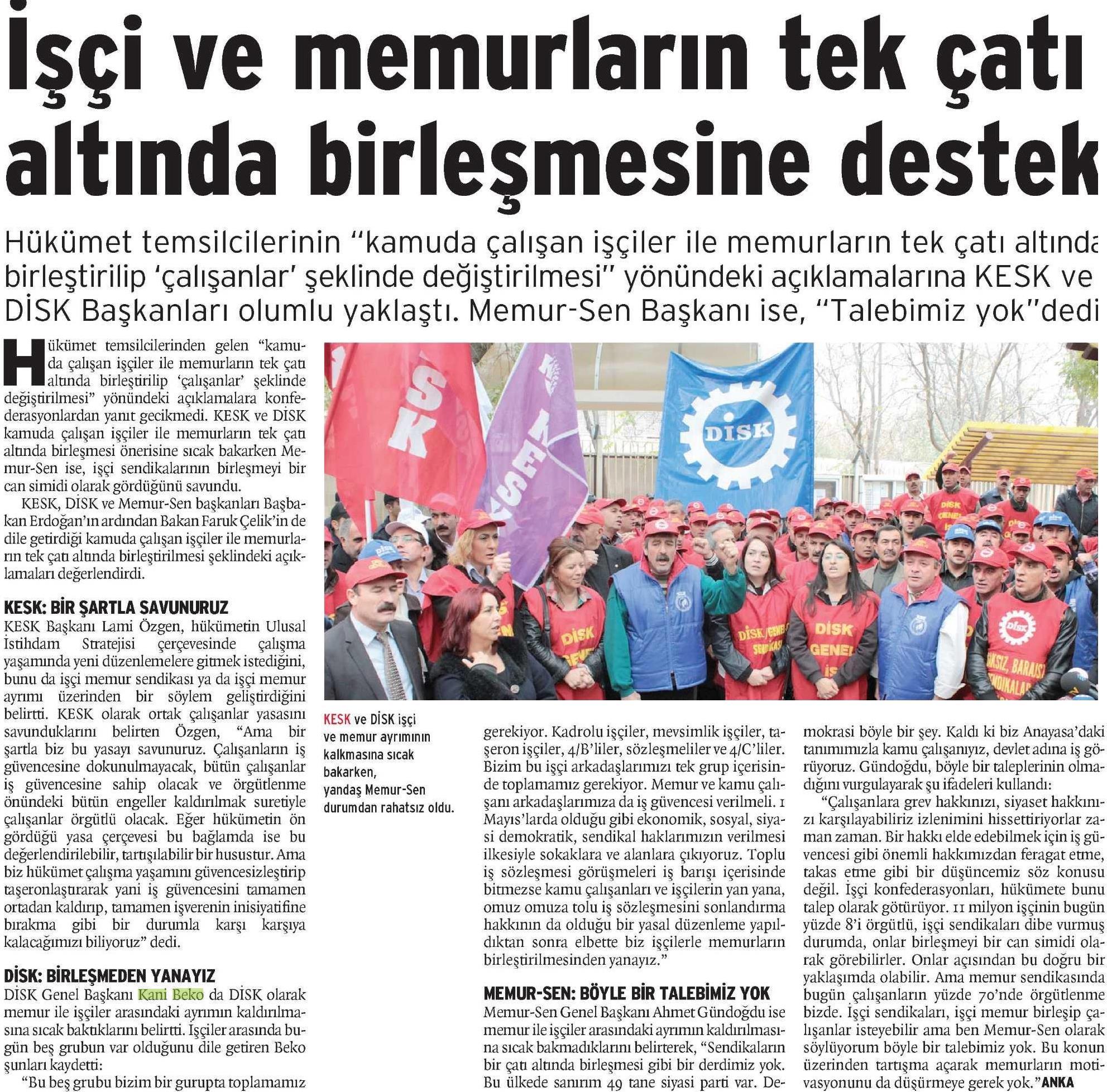 8 Ekim 2013 – Basında "Çalışanlar Yasası"