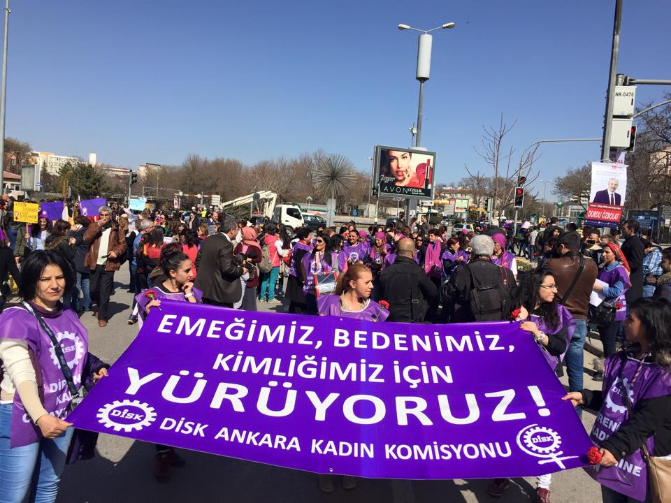 DİSK Ankara Kadın Komisyonu bando ekibiyle alanda yerini aldı