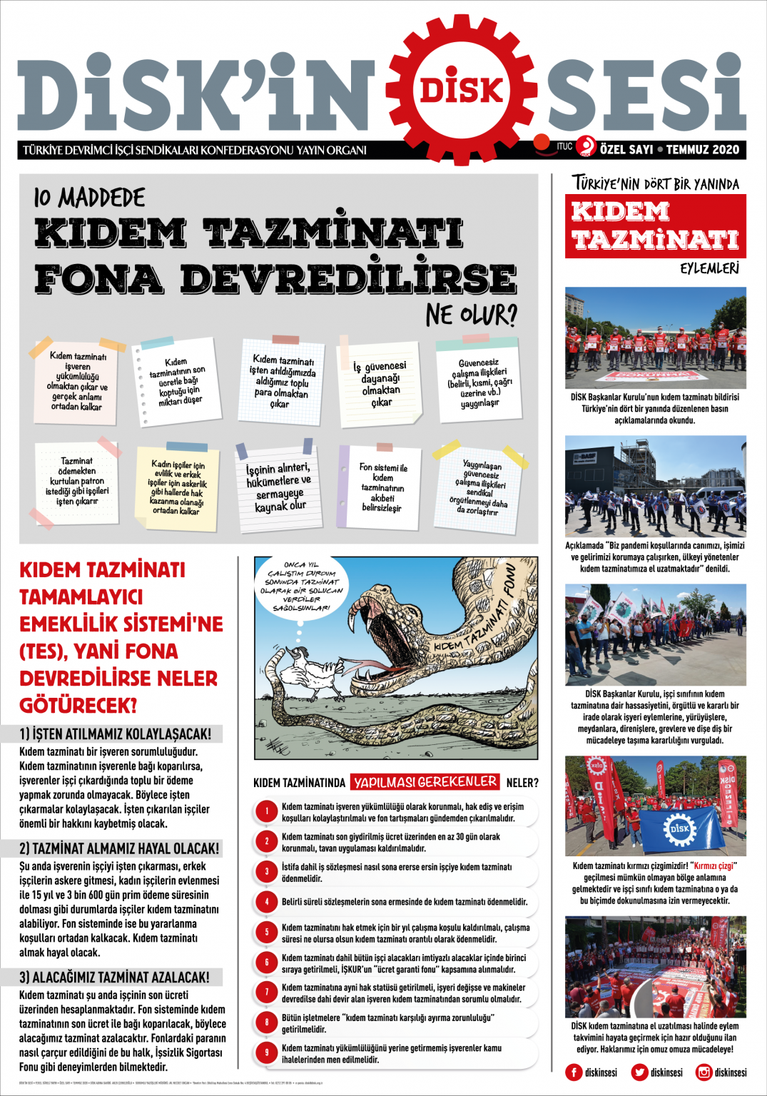Kıdem tazminatı bildirileri ve duvar gazetesi çıktı DİSK Kıdem tazminatı bildirileri ve duvar gazetesi çıktı DİSK