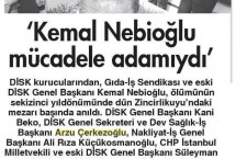"Kemal Nebioğlu mücadele adamıydı" – Cumhuriyet