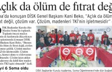 DİSK Başkanlar Kurulu Soma'da (Gazete haberleri)