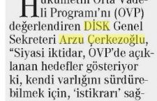 “Orta Vadeli Programda emekçi yok sayıldı” (Cumhuriyet)