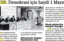 Genişletilmiş Başkanlar Kurulumuzun sonuç bildirgesi ve 1 Mayıs çağrısı gazetelerde